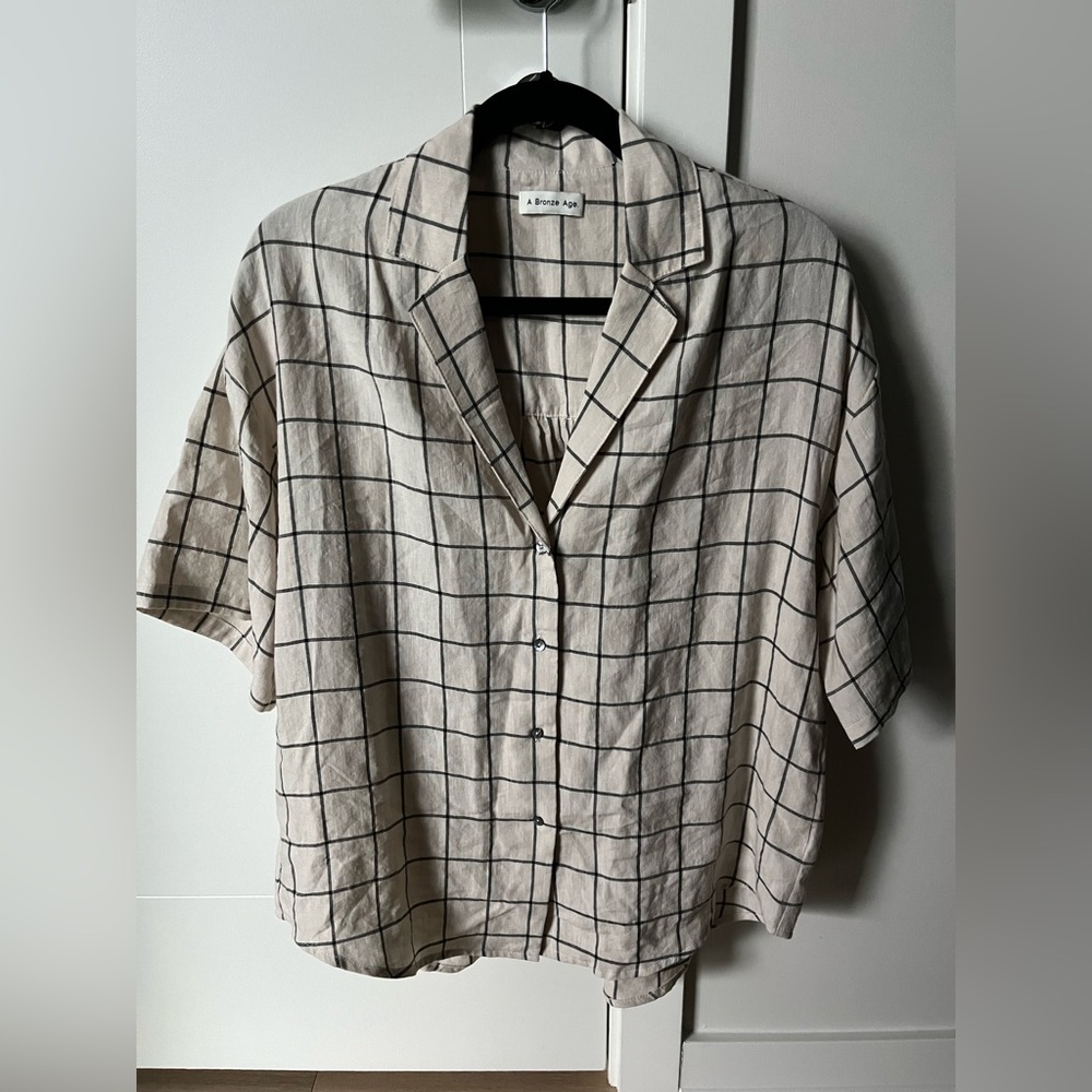 A Bronze Age Linen Romeo Button Down Shirt XS - Picture 3 of 8
